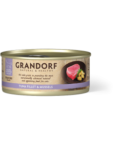 Grandorf Nat Kattenvoer Tonijnfilet met Mosselen 70 g