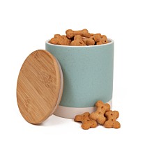 Penrose Pot Aardewerk met Bamboe Deksel Blauw Ø 13 cm