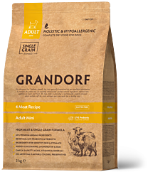 Grandorf Dry Dog Food Adult Mini 4 Meat Recipe 3 kg