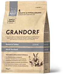 Grandorf Sterilised Kattenbrokken Adult Konijn & Kalkoen 8 kg