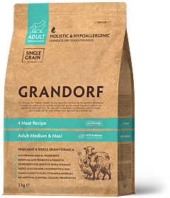 Grandorf Dry Dog Food Adult Medium & Large 4 Meat Recipe