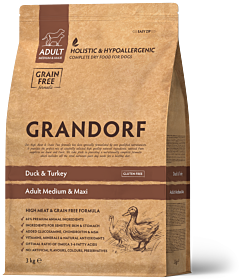 Grandorf Dry Dog Food Adult Medium & Large Duck & Turkey