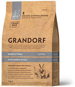 Grandorf Dry Dog Food Adult Medium & Large Rabbit & Turkey