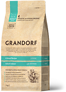 Grandorf Indoor Dry Cat Food Adult 4 Meat 2 kg