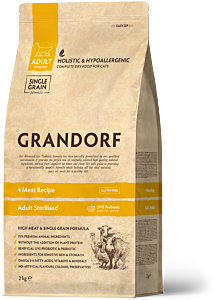 Grandorf Sterilised Dry Cat Food Adult 4 Meat 2 kg