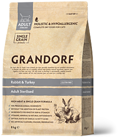 Grandorf Sterilised Dry Cat Food Adult Rabbit & Turkey 8 kg