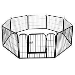 Hondenren 8 Panelen van 60 x 60 cm Zwart Ø 160 cm